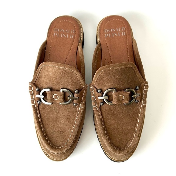 Donald J. Pliner Elta Mule Brown Suede Slide Horse Bit Horsebit Loafer Mule Sz 7 - Picture 6 of 11